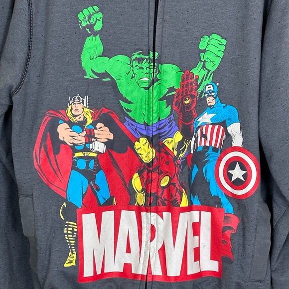 DISNEY Mens Marvel Comics Hulk Ironman Cpt America Zip Hoodie Sweatshirt, Size S - Picture 2 of 10